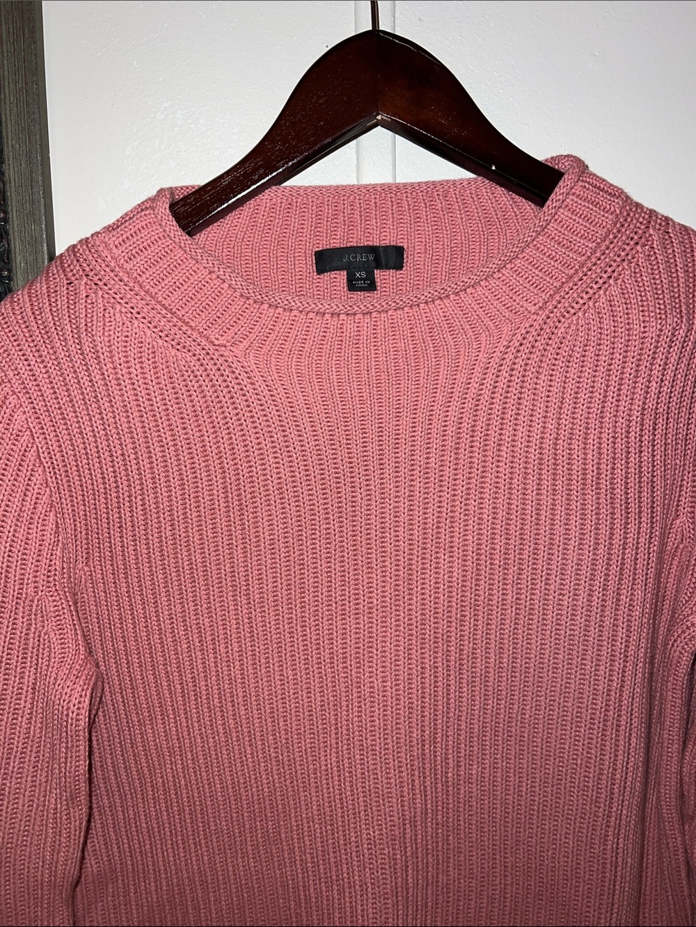 J. Crew Dusty Rose Ribbed Crewneck Sweater.